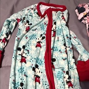 Little Sleepies Mickey Mouse Footies - Red and Light Blue